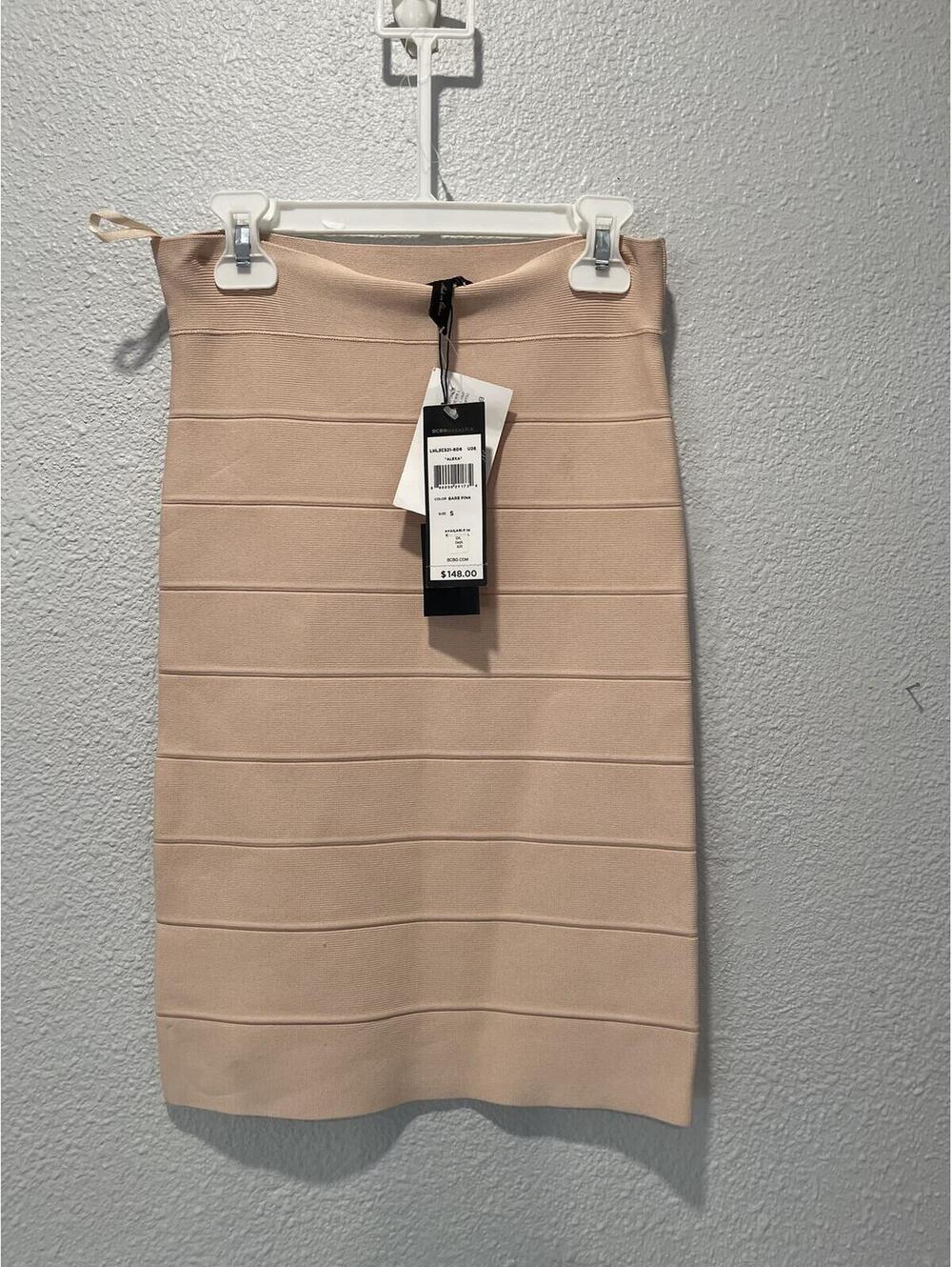 BCBGMAXAZRIA Alexa Bare Pink Bandage Skirt Size S